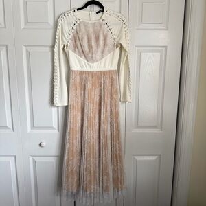 CATCHALL Itzel White Lace Long Sleeve Maxi Dress Womens M Coquette Boho Chic NWT